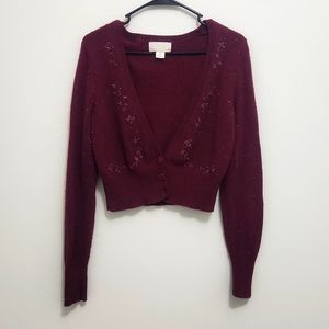 Burgundy wood crop-sweater. Size L